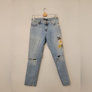 Zara Flower Embroidered Jeans